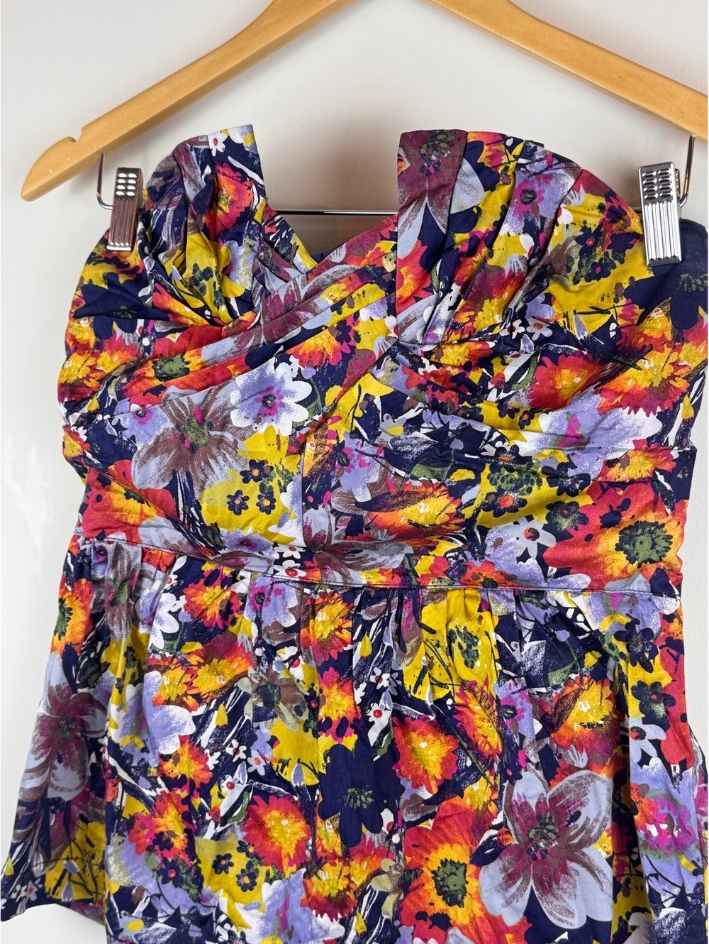 Porridge Anthropologie Floral Strapless Corset Bustier Peplum Top Size 6 - Picture 3 of 10
